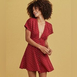 Marine Layer Camila Dress in red ochre print, SM